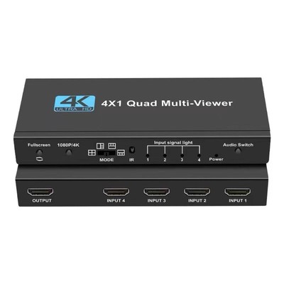 4 In 1 Out 1080P HDMI Switch Quad-Screen MultiViewer Real Time Display Splitter