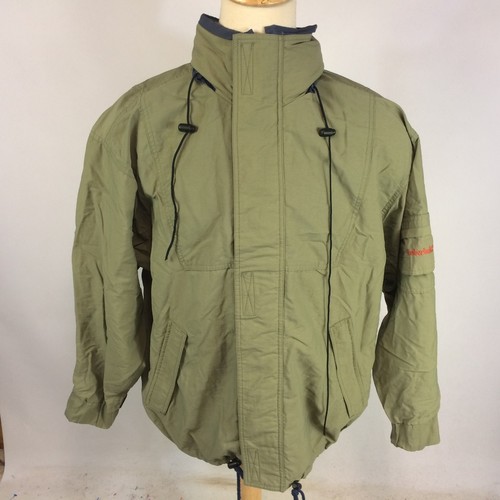 Rare Vintage 90's Grunge Timberland Windbreaker Light Coat Jacket Stow Hood L