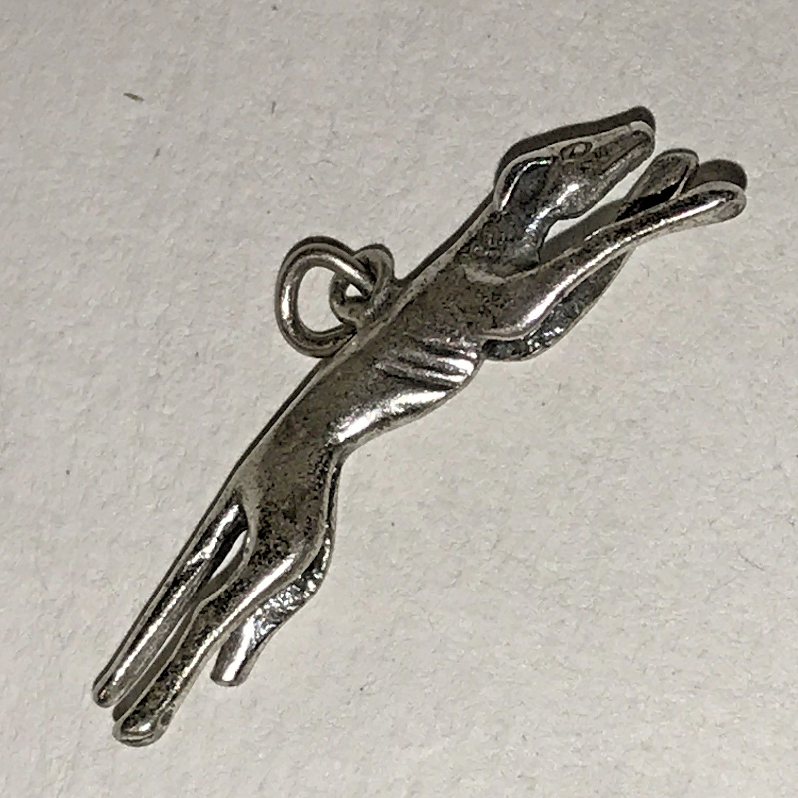 Greyhound Charm Sterling Silver Bracelet Dangle Running Dog Vintage 1970s
