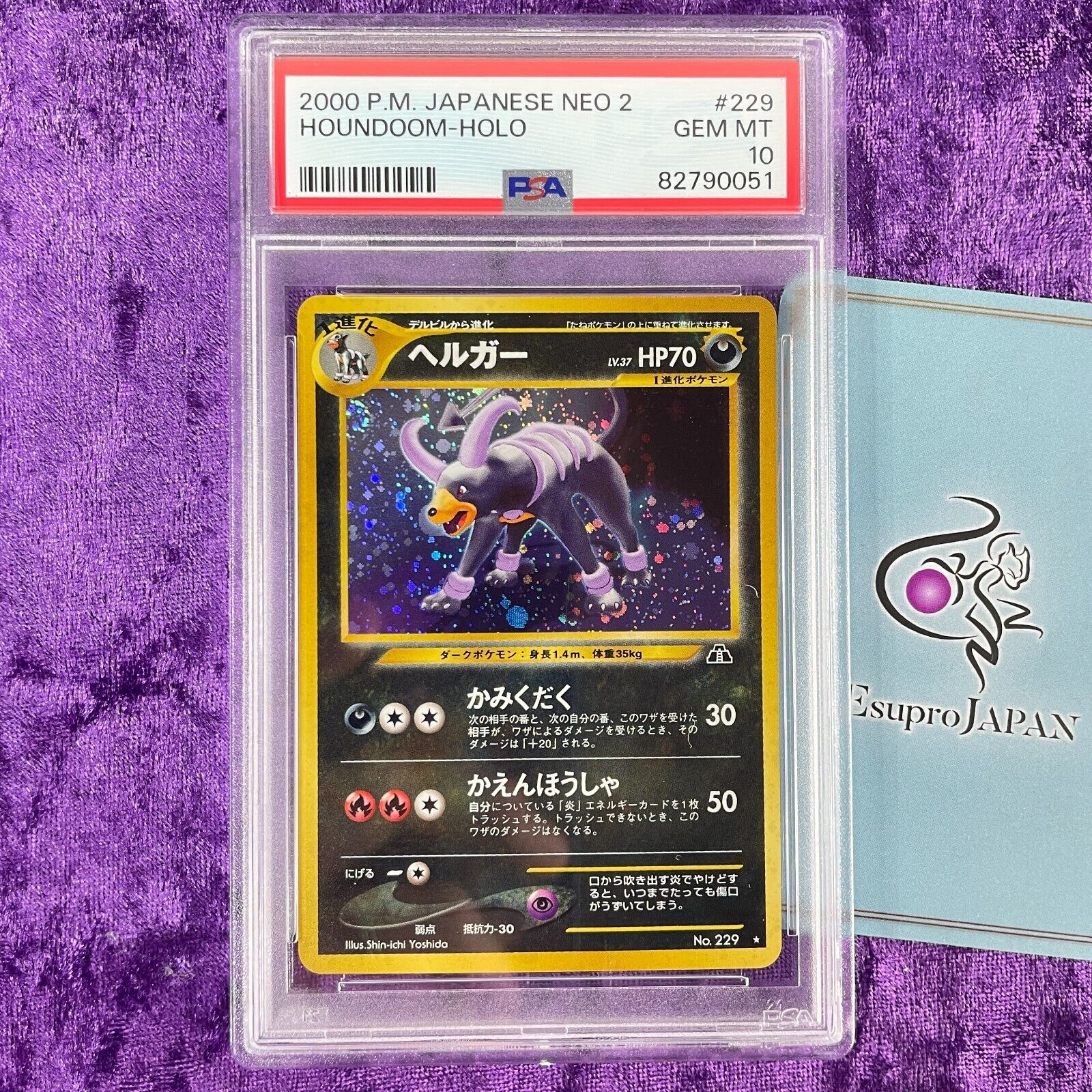 PSA 10 2000 Houndoom Holo #229 Pokemon Card Japanese NEO 2 PSA 10 2000 Houndoom Holo #229 Pokemon Card Japanese NEO 2