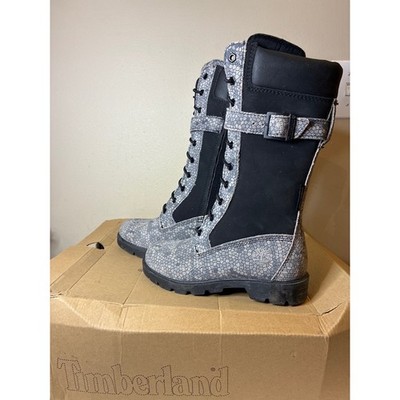 Timberland 12 Inch Classic Tall Youth 13.5 Grey Snakeskin Black Boot 23726M