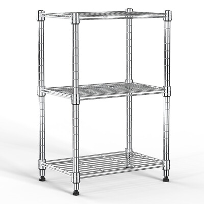 3 Tier Adjustable Storage Shelving Unit Heavy Duty Steel Organizer Wire Rack