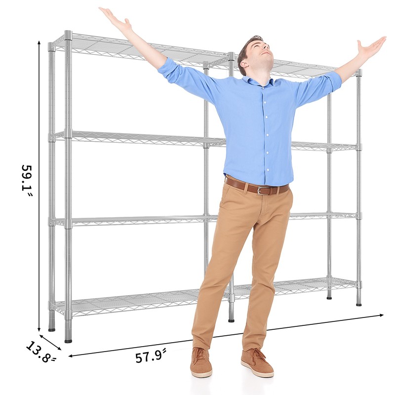 4-Tier Garage Storage Shelves NSF Certified DIY Wire Shelving 58"x13.78"x59.06"