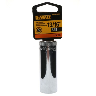 DeWALT DWMT88950OSP SAE Deep Chrome Socket, 13/16'' 6-Point, 1/2'' Drive, 88-950D