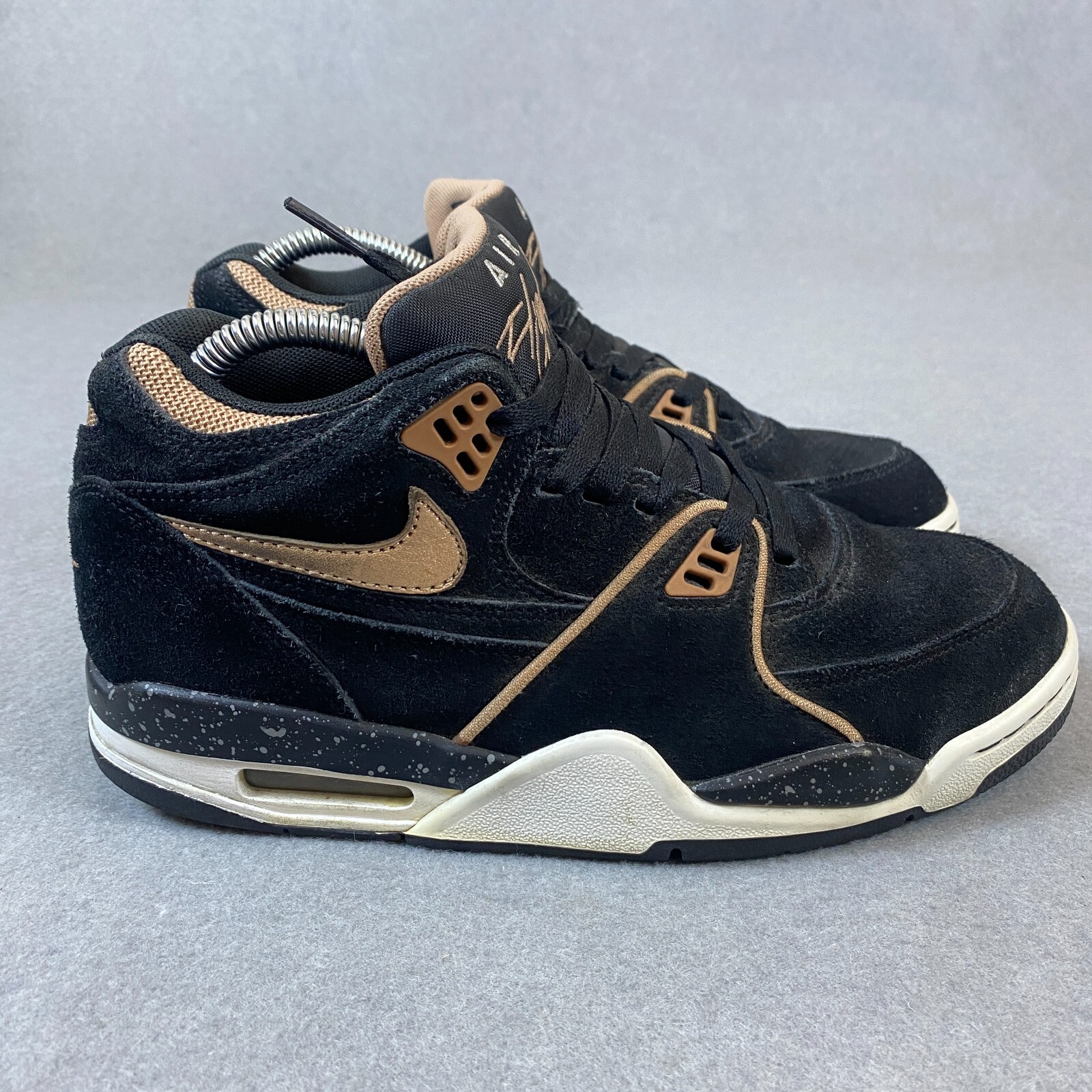 old srhon  キュー Nike Air Flight 89 Retro Men's Basketball Shoes Black/Gold