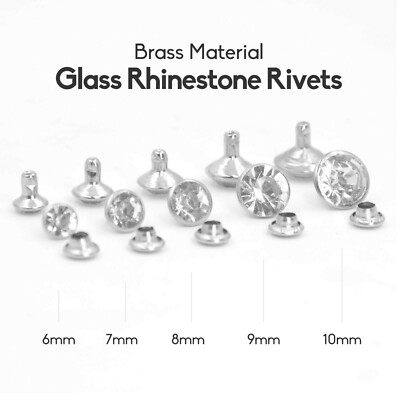 100sets Crystal Rhinestone Rivets for Leather Crafts DIY Decoration Accessories