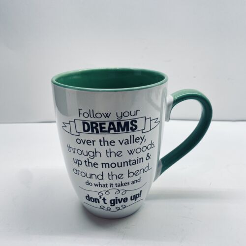 Ceramic Coffee Mug Tara Reed Follow Your Dreams cup Green White