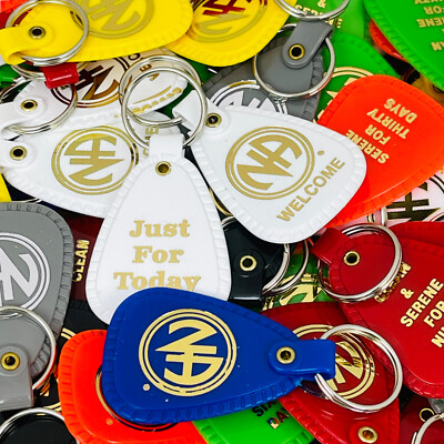 Narcotics Anonymous NA Anniversary Plastic Key Tag Chain Recovery JFT Keytag