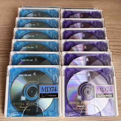 新品未使用品　Victor・JVC GC-DR20-T Vintage Victor (JVC) Mini Disc MD74 – Set of 14 (7 Blue + 7