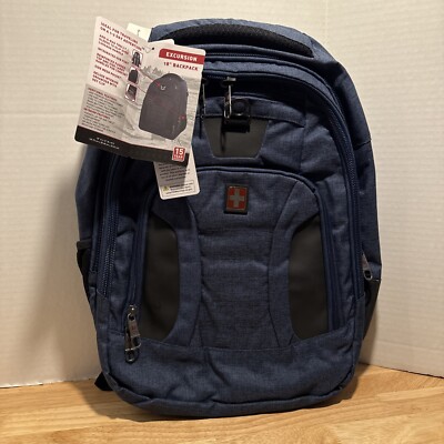 Swiss Tech ST99-170-028-07 Excursion 18'' Travel Backpack with USB Port, Blue