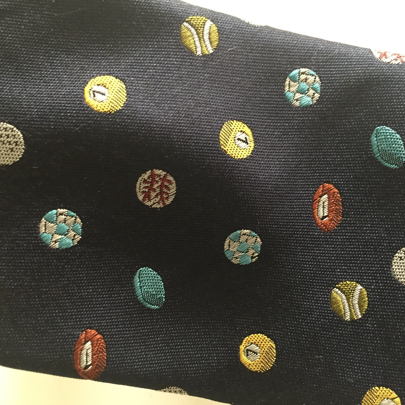 Lord & Taylor Sports Silk Boys Tie Navy Blue Embroidered Basketball Football