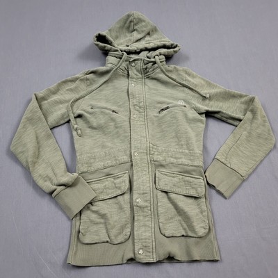 Element Jacket Womens Small S Long Sleeve Zip Pockets Buttons Hooded Green *