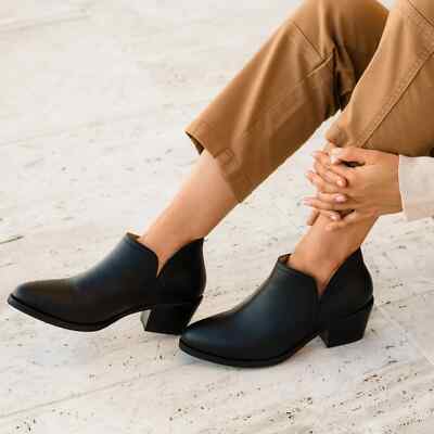Nisolo Mia Everyday Black Leather Water Resistant Heeled Ankle Bootie 7.5 NWOB