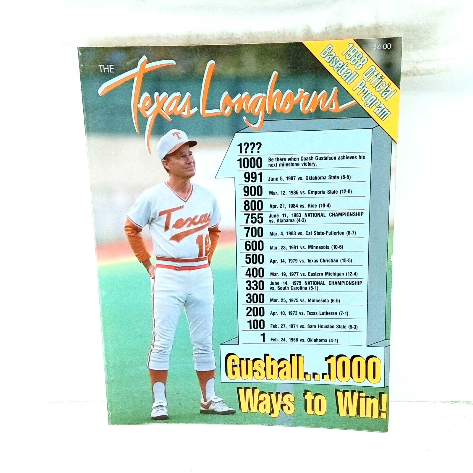 豪華 1988 Cliff Program Baseball Longhorns Texas of University UT 記念グッズ
