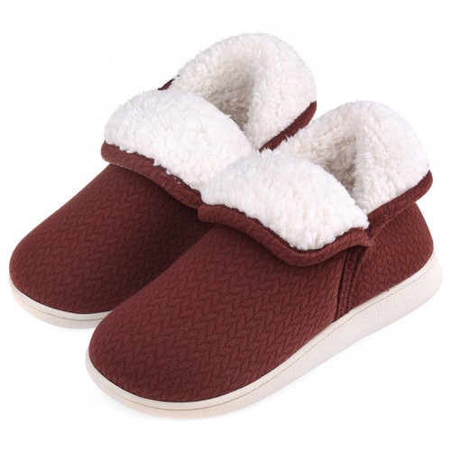 Womens Comfort Memory Foam Bootie Slippers Ankle High Warm Plush House Shoes