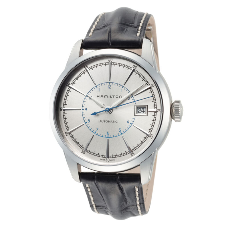 Hamilton Men H40555781 RailRoad 40mm Grey Dial Leather Watch