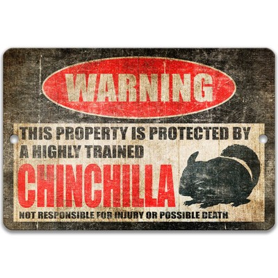 Chinchilla Protected Property Sign, Funny Warning Chinchilla Pet Decor, Z-PIS084