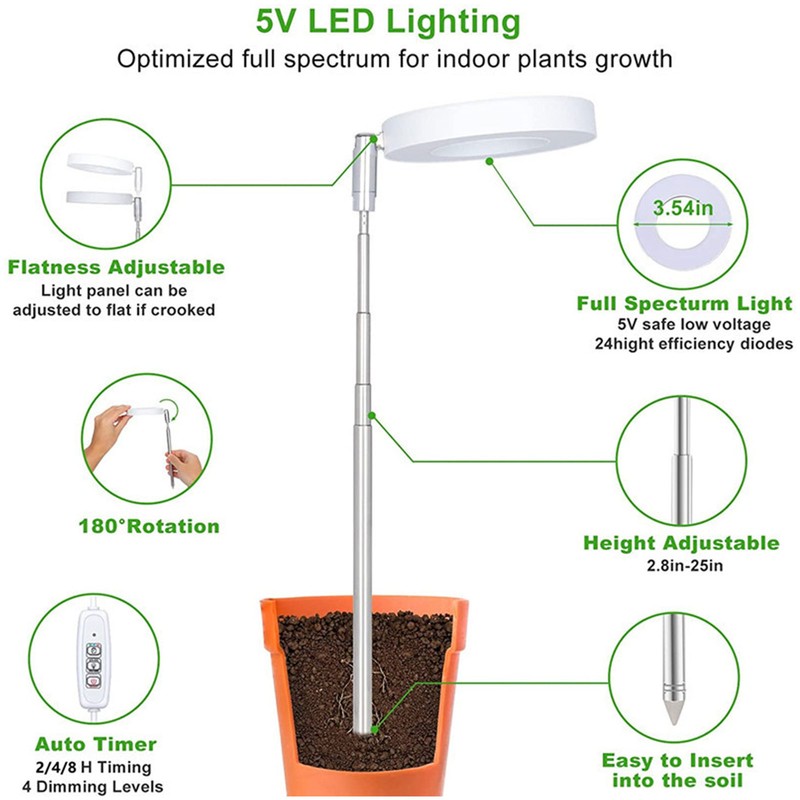 Indoor Plant Grow Light Full-spectrum LED Plant Growth Lamp Small Grow Light
