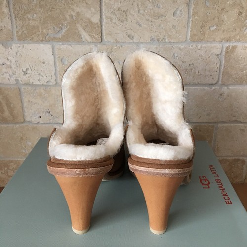 Pre-owned Ugg Court Mule Eckhaus Latta Chestnut / Natural Leather Heels Women's Size Us 9