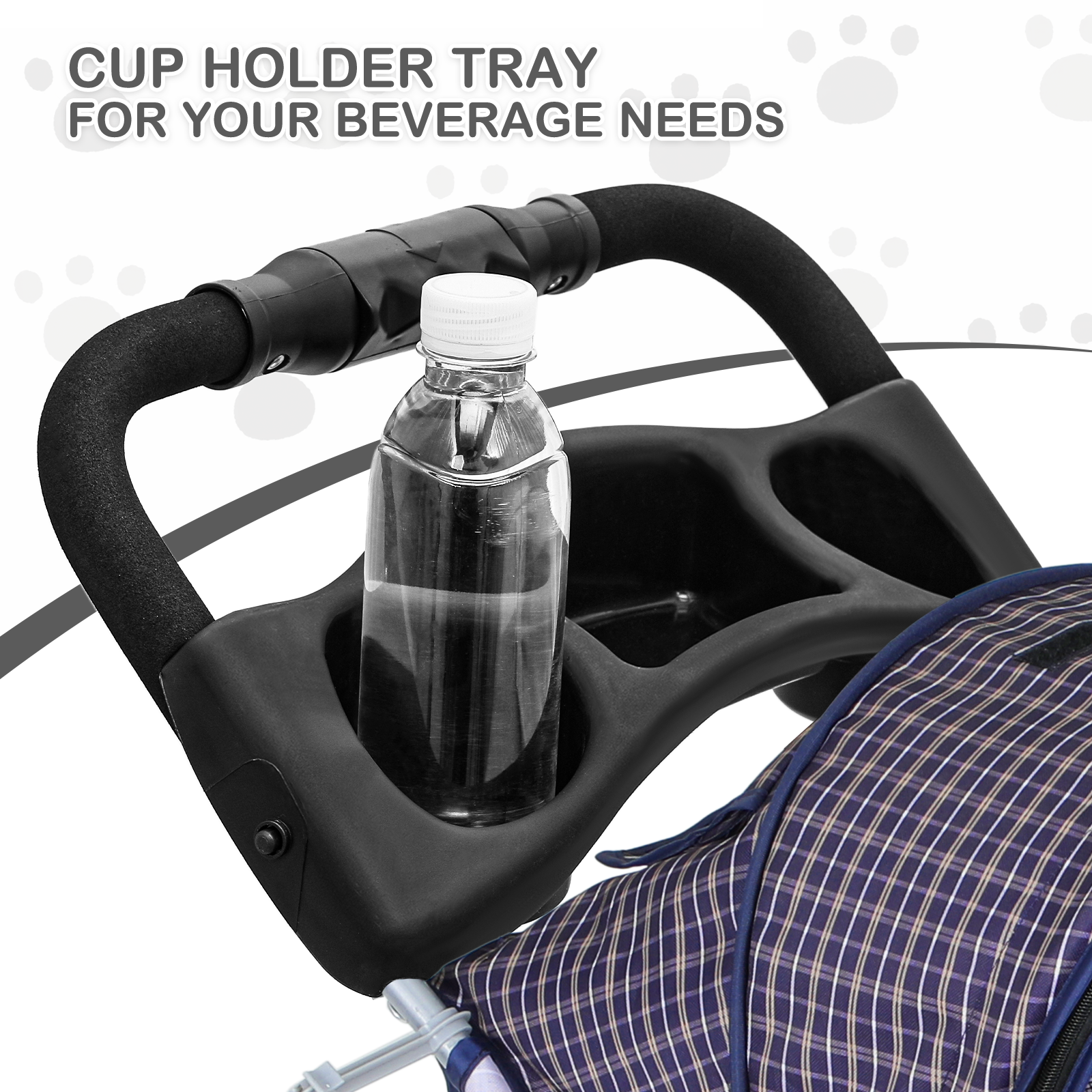 Foldable Pet Dog Stroller Portable 3 Wheels Travel Carrier Dog Cage w/Cup Holder