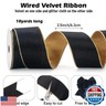 2.5 inch Wide Black Wired Velvet Ribbon for Christmas Tree 10 Yards, Vintage Velvet Ribbon with Gold Edge Wired Ribbon for Gift Wrapping, Wreaths, Crafts, Topper Bow, Wedding Decoration, Garland