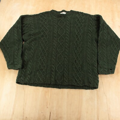 vtg J CREW cable knit wool fisherman sweater MEDIUM tag 90s y2k oarsman