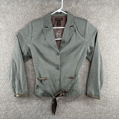 Chadwick's Women's Blazer Size 14 Gray Long Sleeve Lined 2 Button