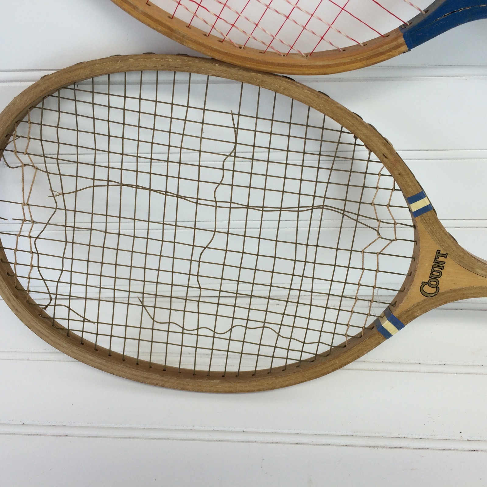 Cool Old Wooden Vtg Badminton Rackets Lot Of 2 Dunbar USA Racquet Vintage