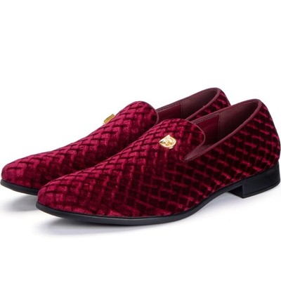 Buy REIHUANNE Men's Penny Slipon Velvet Loafer Suede Dress Shoes Luxurious Smoking