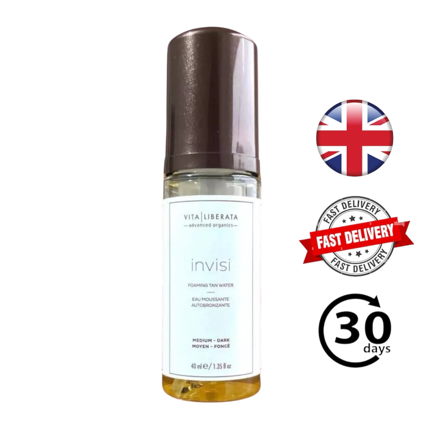 Vita Liberata Invisi Foaming Tan Water Medium-Dark 40ml Self Tanner Advanced Org