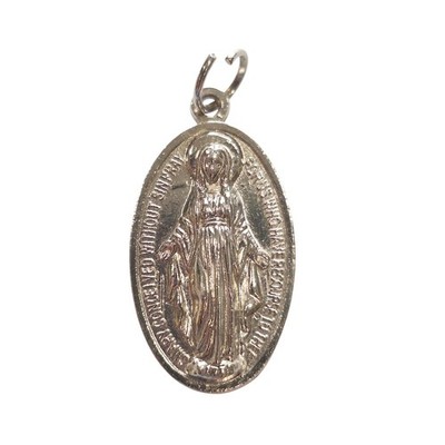 Vintage Miraculous Medal Virgin Mary Pendant Silver Tone Italy...