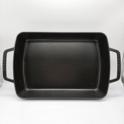 STAUB Cast Iron Rectangular Roasting and Baking Pan 6.75 qt Made in France AS IS