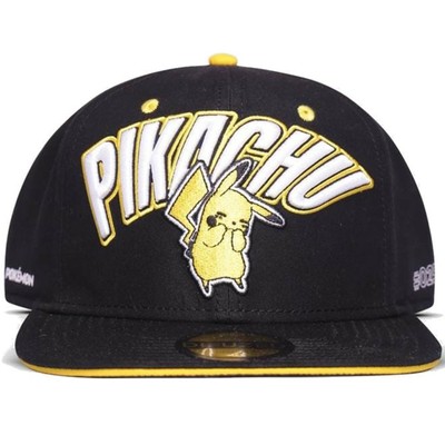 Difuzed Unisex Adult Pikachu Embarrassed #25 Pokémon Snapback Hat Cap Black