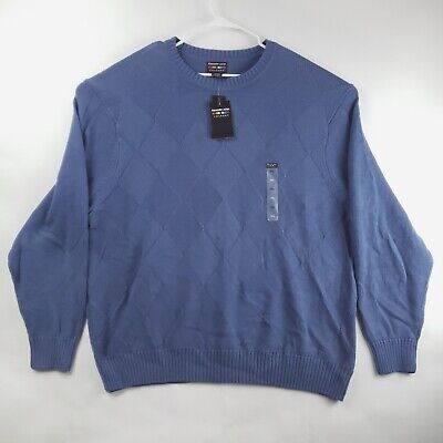NEW Alexander Julian Colours Sweater Mens 3XL Blue Knitted Cotton Long Sleeve