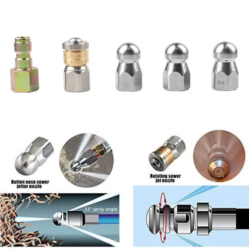 5800PSI Sewer Jetter Nozzles Kit 100FT Drain Cleaning Hose for Pressure Washer