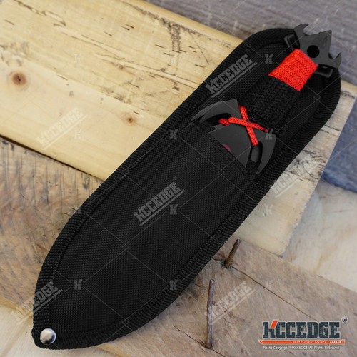 3PC 7.25" NINJA KUNAI TACTICAL ASSASSIN Double Edged  Knife Set + Sheath