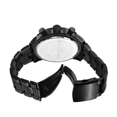 Pre-owned Akribos Xxiv Men's Watch Quartz Chronograph Etched-pattern Dial Strap In Silver