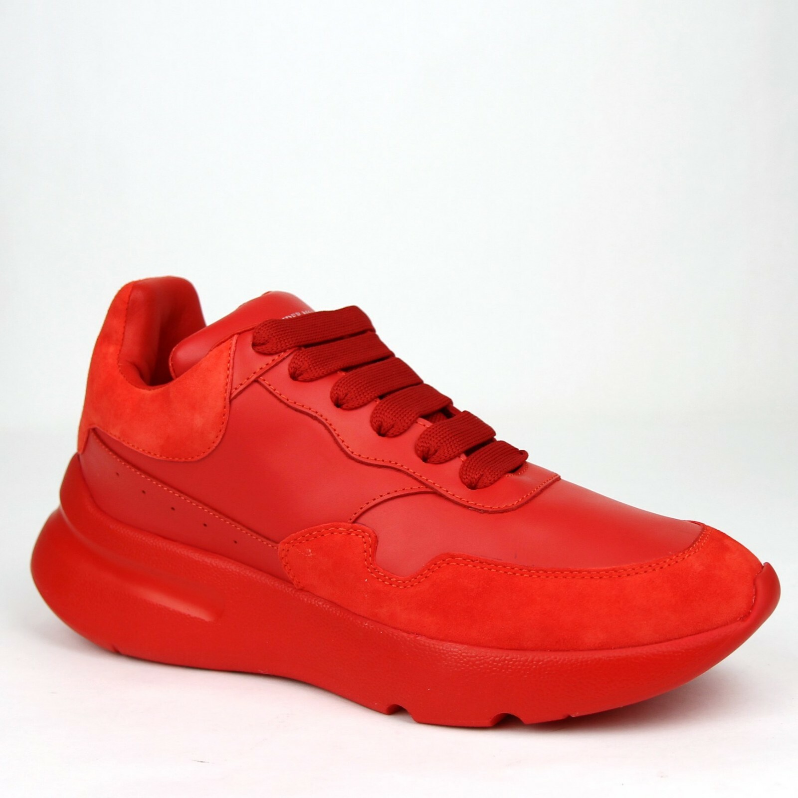 Pre-owned Alexander Mcqueen $590  Women's Red Leather/suede Runner Sneaker 508291 6409