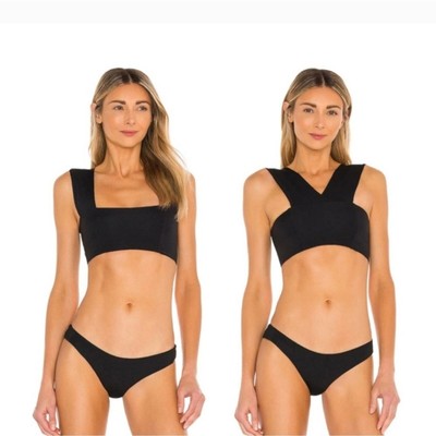 L*Space Parker Convertible Bikini Top in Black Size D NWT