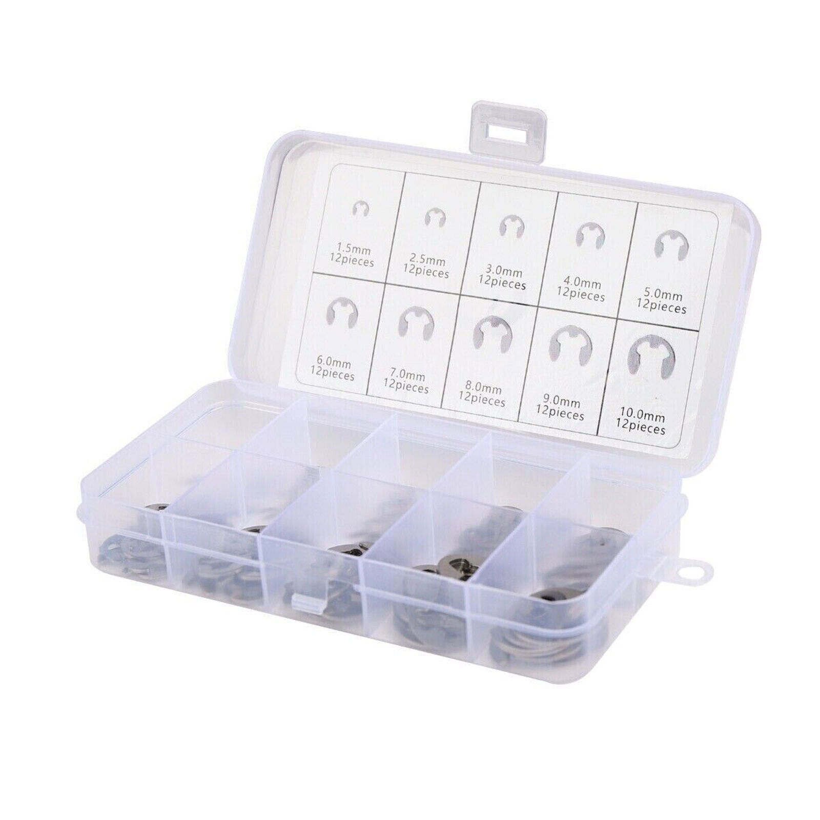 120Pcs E Clips C Circlip Stainless Steel Kit Retaining Ring Assorted 1.5 to 10mm