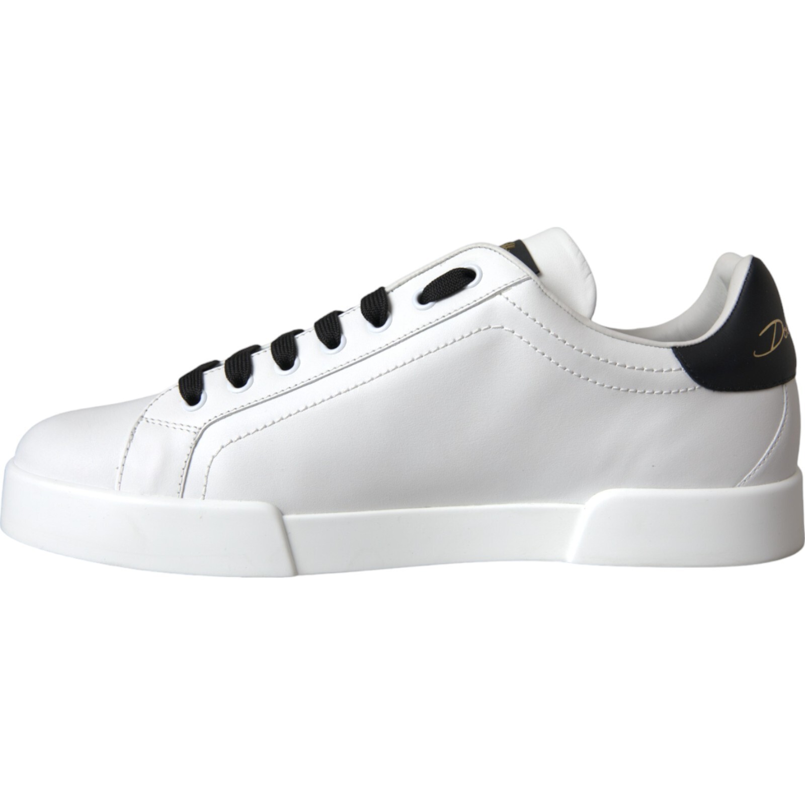 Pre-owned Dolce & Gabbana Shoes White Leather Dg Logo Casual Low Top Sneakers Eu40 / Us7