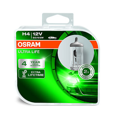2x Genuine Osram Ultra Life H4 (472) 60/55w 12v [64193ULT-HCB]