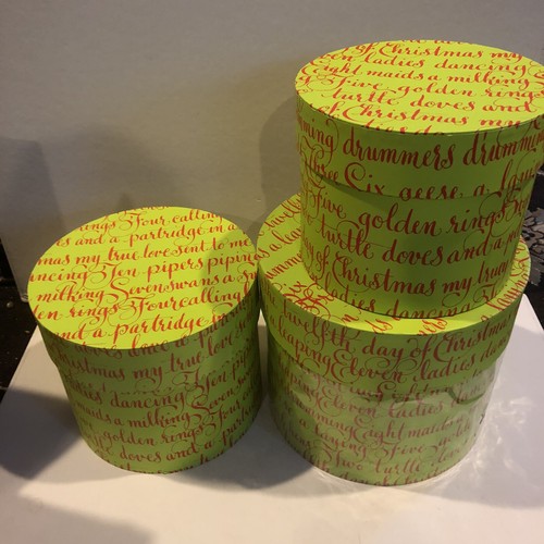 New Set 3 Nesting Boxes 12 Days Christmas Midori Green Red Org...