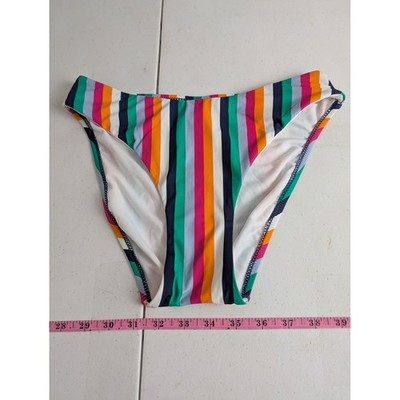 Cremieux Womens Small Swim Bottoms Multi Color Vertical Stripe Bikini 0DCGD91M