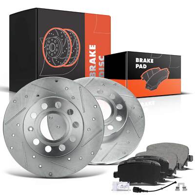 Rear Side Disc Brake Rotor & Ceramic Brake Pad for Audi A3 VW Golf Jetta Rabbit