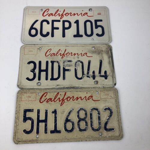 3 x California License Plates Year - 1998 + 