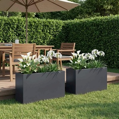 Garden Planter 2 pcs Anthracite 80 x 40 x 50 cm