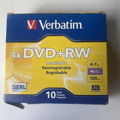 Verbatim DVD+RW Discs, 4.7GB, 4x, w/Slim Jewel Cases, Pearl, 10/Pack (VER94839)