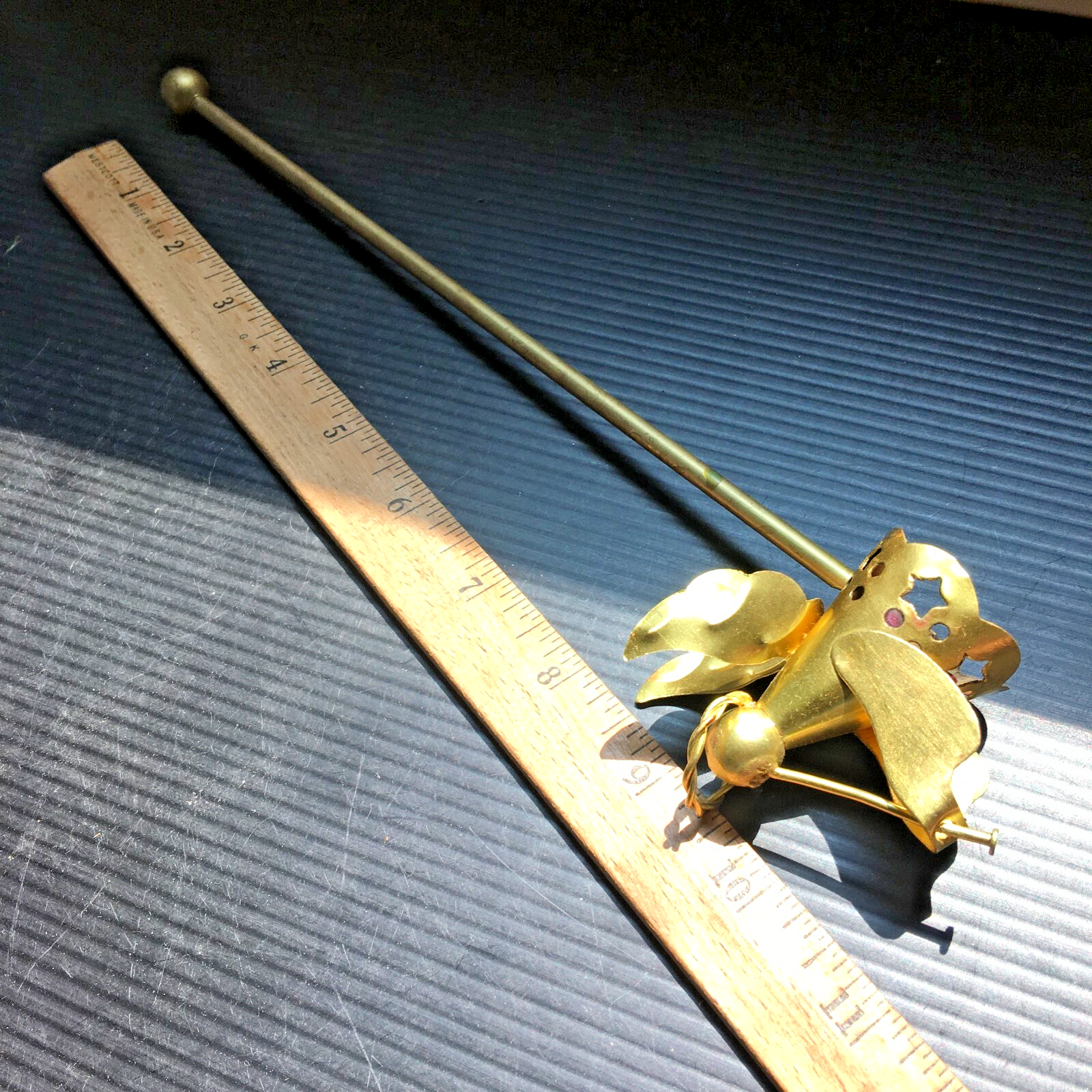 Vintage 80s Gold toned Solid Brass Angel Candle Snuffer Extinguisher 11"L x2.5"H