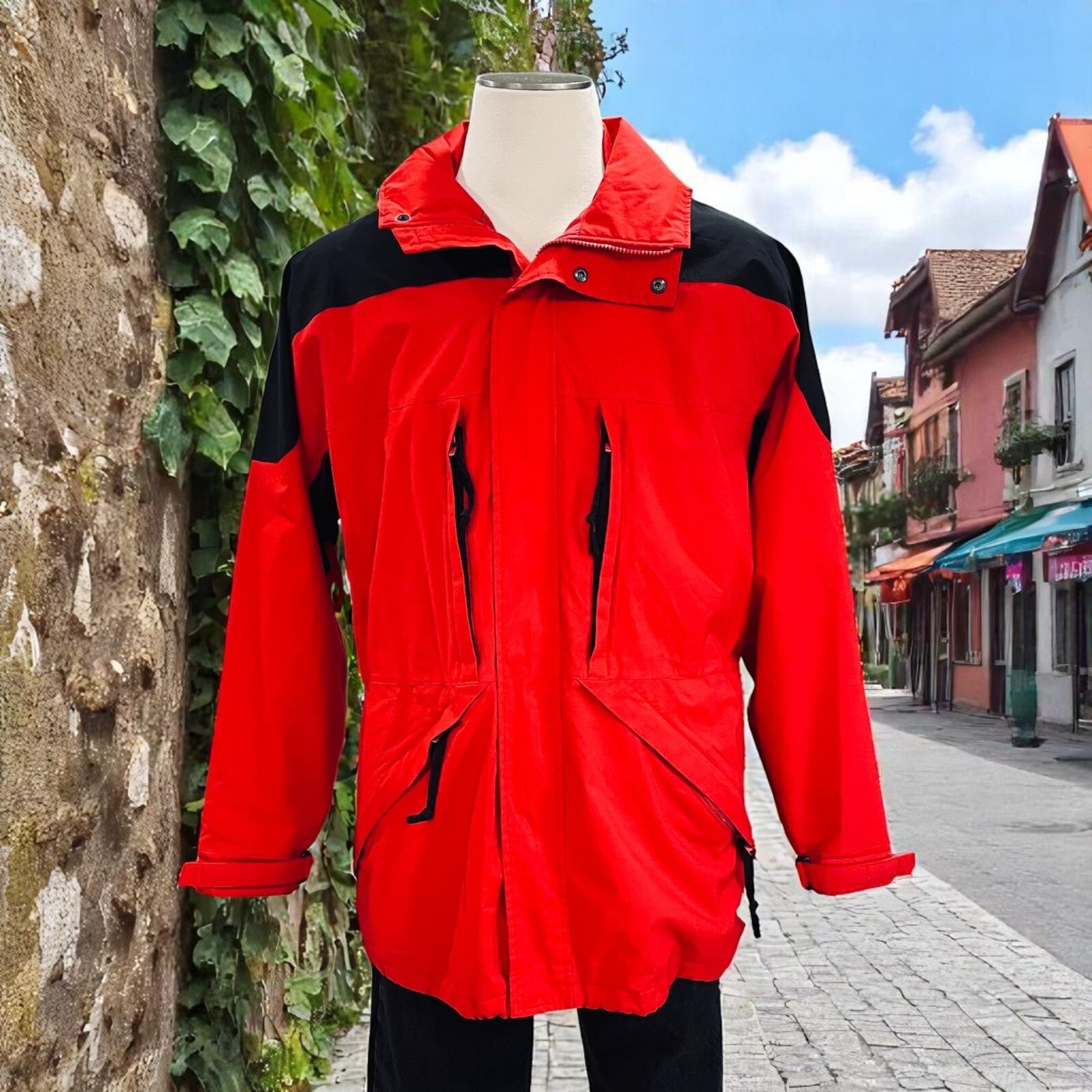 old EMS Gore-Tex レッド　マウンテンパーカー　古着　y2k VTG EMS Red Black GTX Hooded Jacket Large Outdoor Hiking